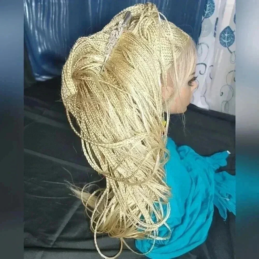 Blond Braided wigs 100% handmade, stunning , very long, feeding cornrows, NWT - Picture 8 of 15